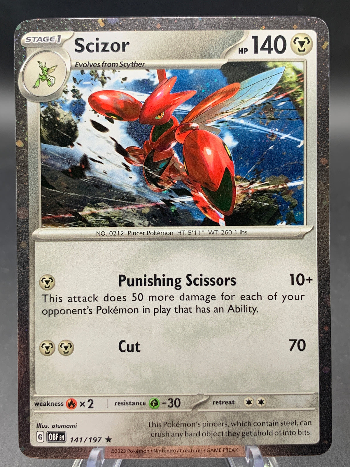 Pokémon TCG: 2023 Scizor - 141/197 - (Cosmos Holo) SV: Obsidian Flames