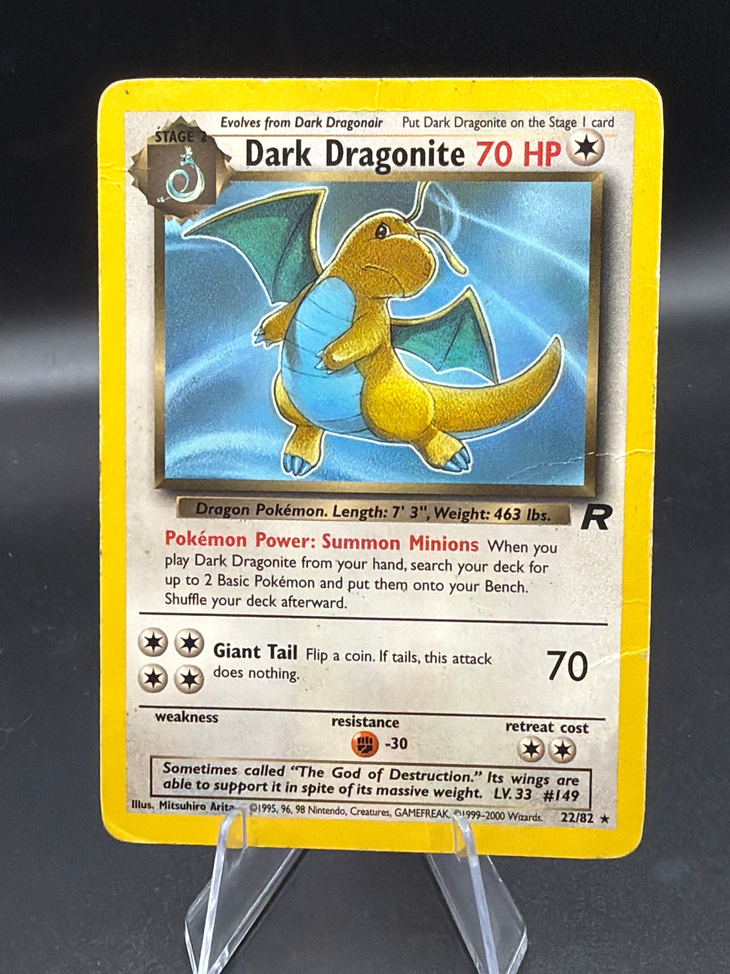 Pokémon TCG: 1999 Dark Dragonite 22/82 Team Rocket Unlimited (Damaged)