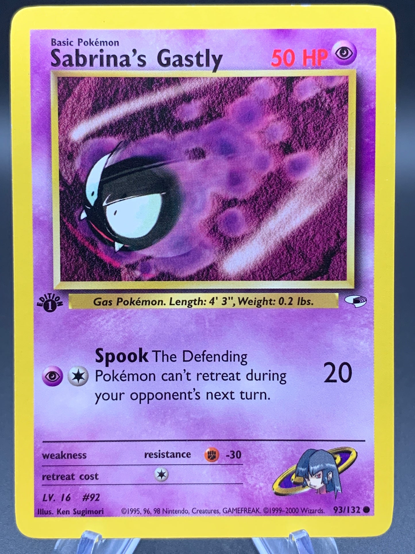 Pokémon TCG: 1995 Sabrina's Gastly - 93/132 - G1: 1st Edition Gym Heroes