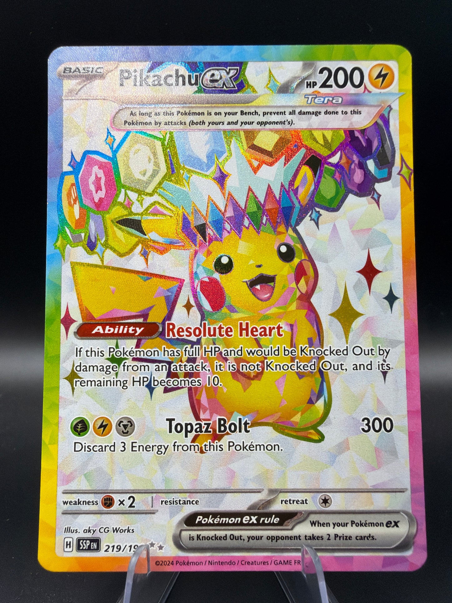 Pokémon TCG: 2024 Pikachu ex - 219/191 - SV08: Surging Sparks