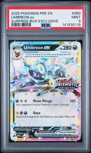 PSA 9 Pokémon TCG: 2025 Umbreon ex 060/131 SV: Prismatic Evolutions
