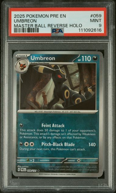 PSA 9 Pokémon TCG: 2024 Umbreon Master Ball 059/131 SV: Prismatic Evolutions