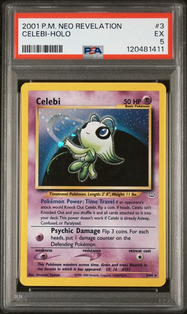 PSA 5 Pokémon TCG: 2000 Celebi - 3/64 - Neo Revelation Holo