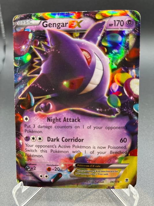 Pokémon TCG: 2014 Gengar EX 34/119 XY: Phantom Forces (Damaged)