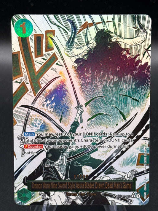 One Piece TCG: Demon Aura Nine Sword Style Asura Blades Drawn Dead Man's Game (Alternate Art) OP12-037 Legacy of the Master