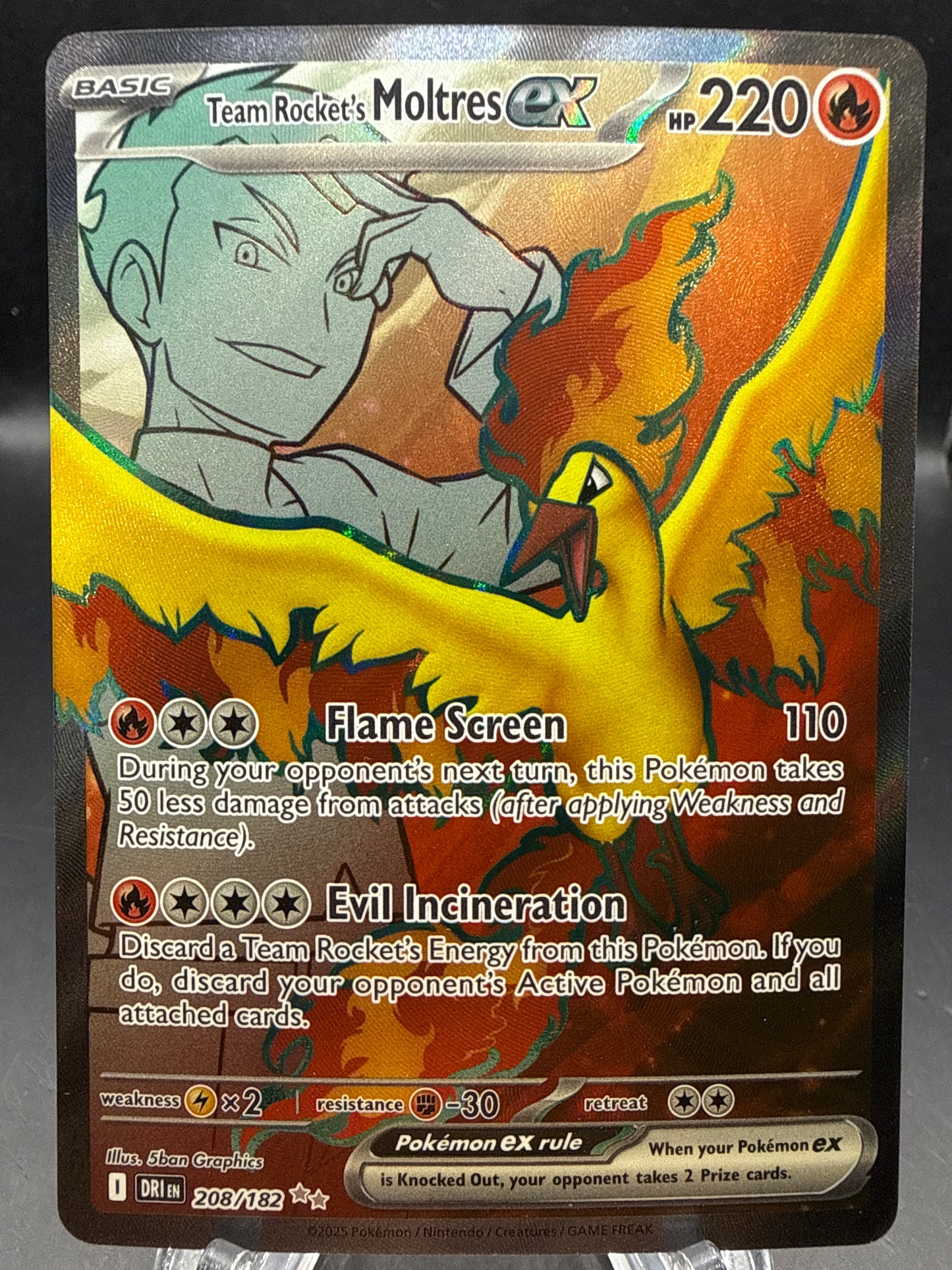 Pokémon TCG: 2025 Team Rocket's Moltres ex 208/182 SV: Destined Rivals