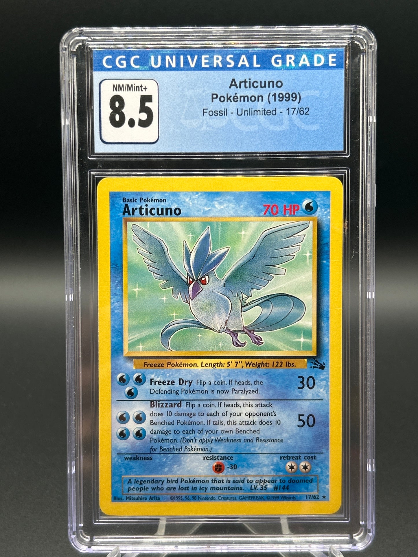 CGC 8.5 Pokémon TCG: 1999 - Articuno - 17/62 - Fossil