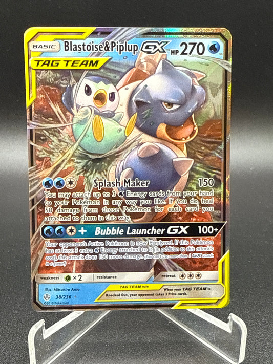 Pokémon TCG: 2019 Blastoise & Piplup GX 38/236 S&M Cosmic Eclipse