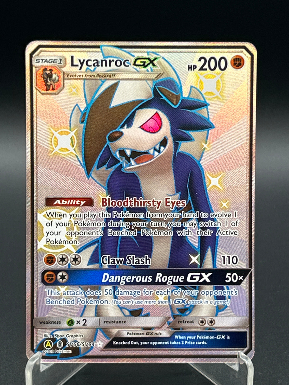 Pokémon TCG: 2019 Lycanroc GX sv66/sv94 Hidden Fates: Shiny Vault