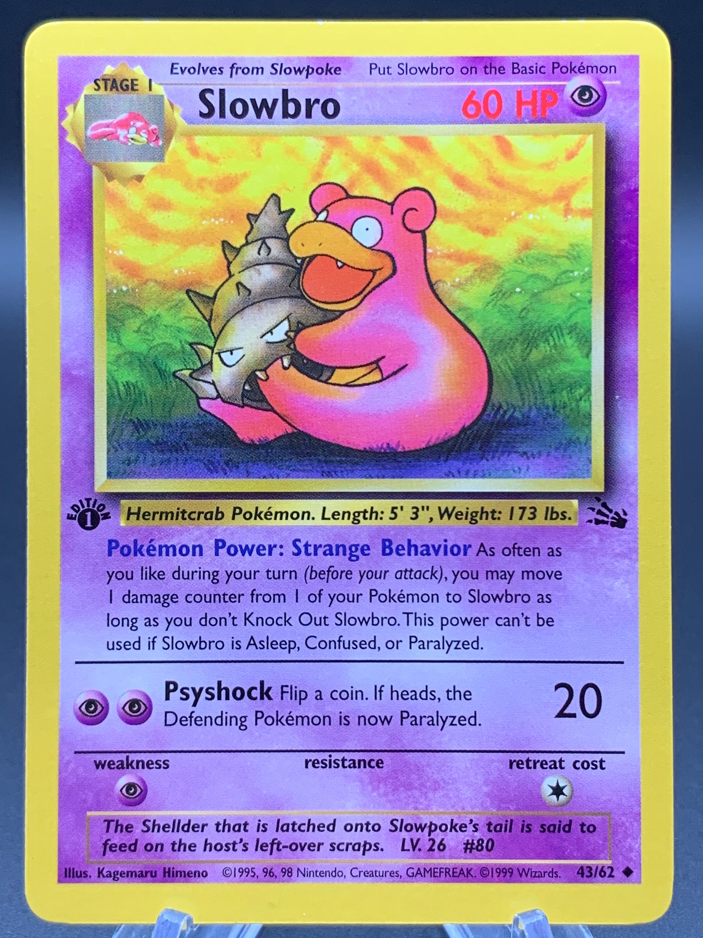 Pokémon TCG: 1998 Slowbro - 43/62 - 1st Edition Fossil