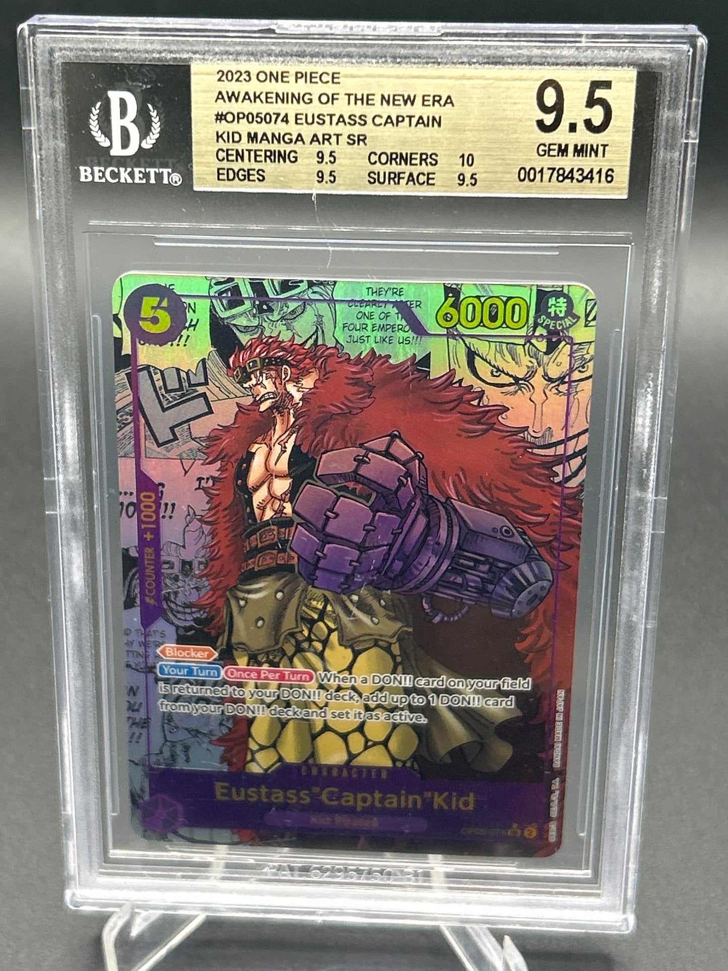 Beckett 9.5 One Piece TCG: 2023 Eustass "Captain Kid" - Awakenig of the new era  - OP05-074
