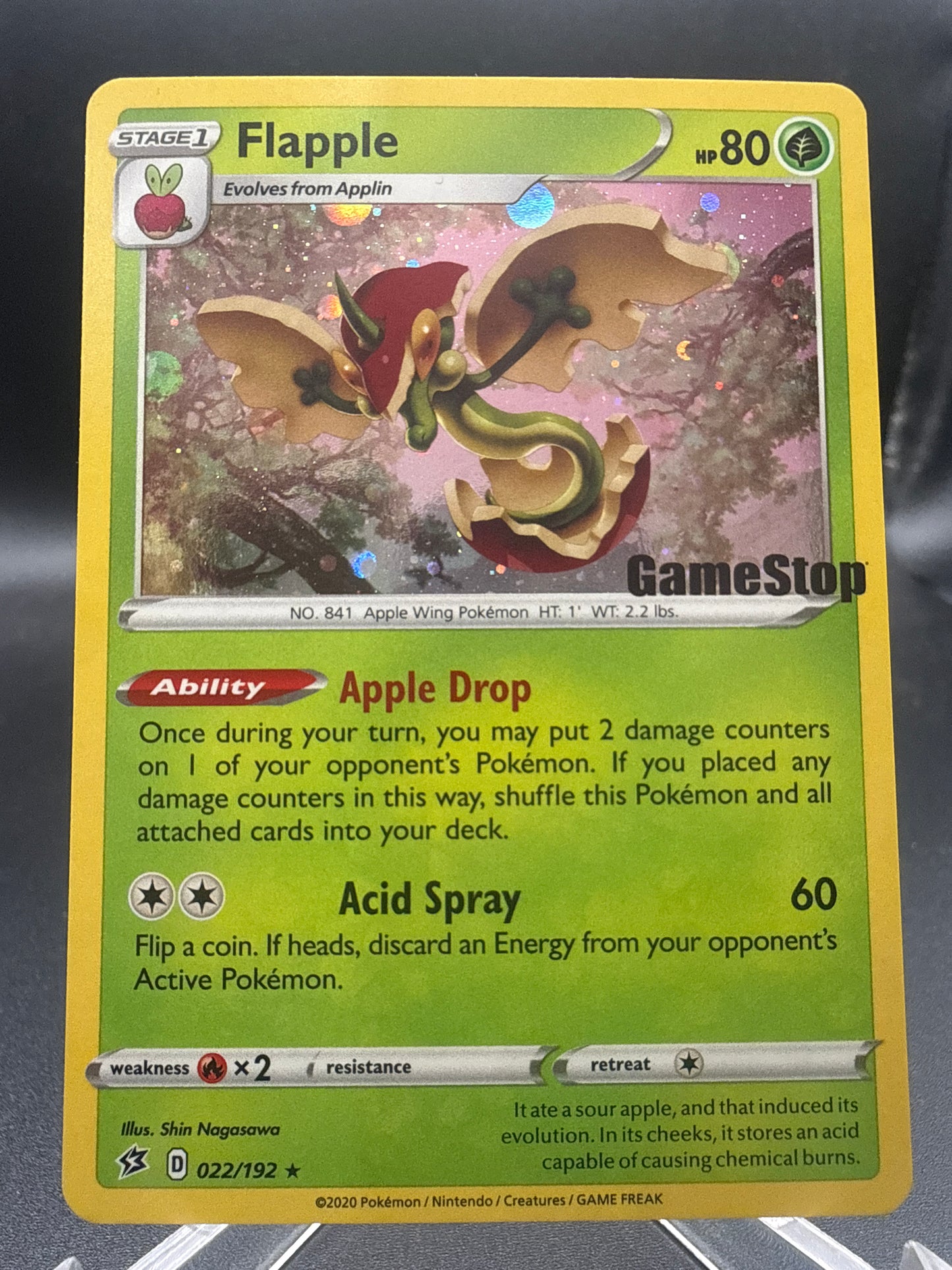 Pokémon TCG: 2020 Flapple - 022/192 - SWSH Gamestop Exclusive Promo