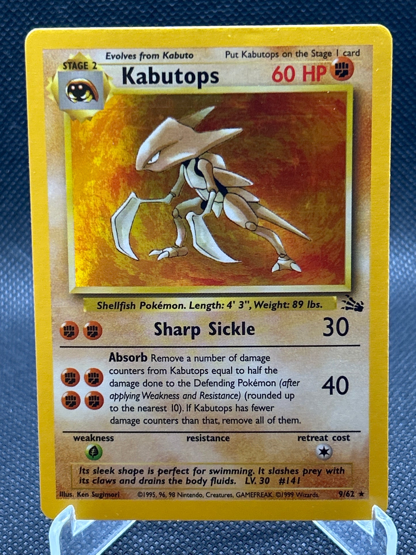 Pokémon TCG: 1999 Kabutops - 9/62 - Fossil Unlimited Holo