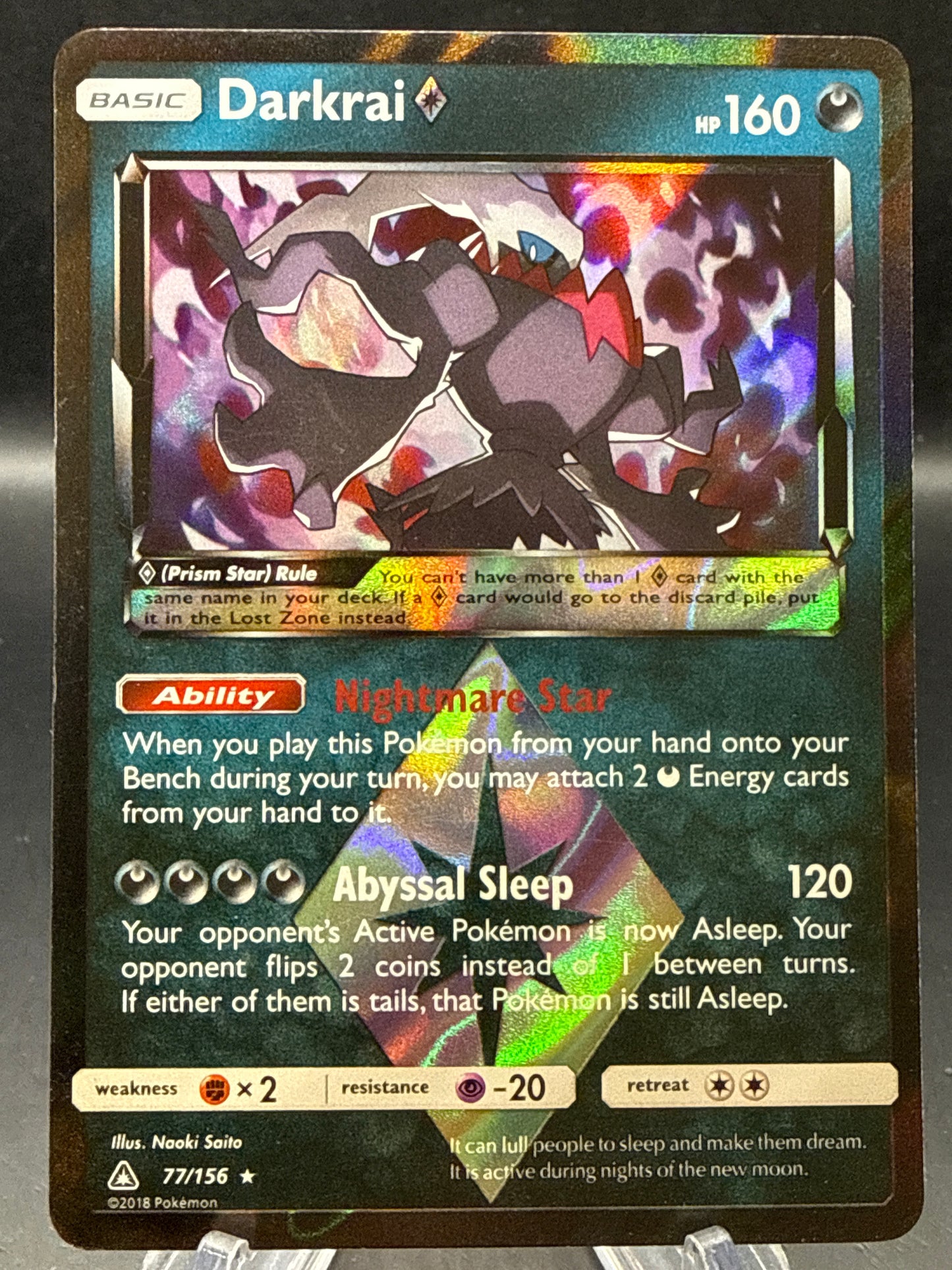 Pokémon TCG: 2018 Darkrai Prism Star 77/156 S&M: Ultra Prism
