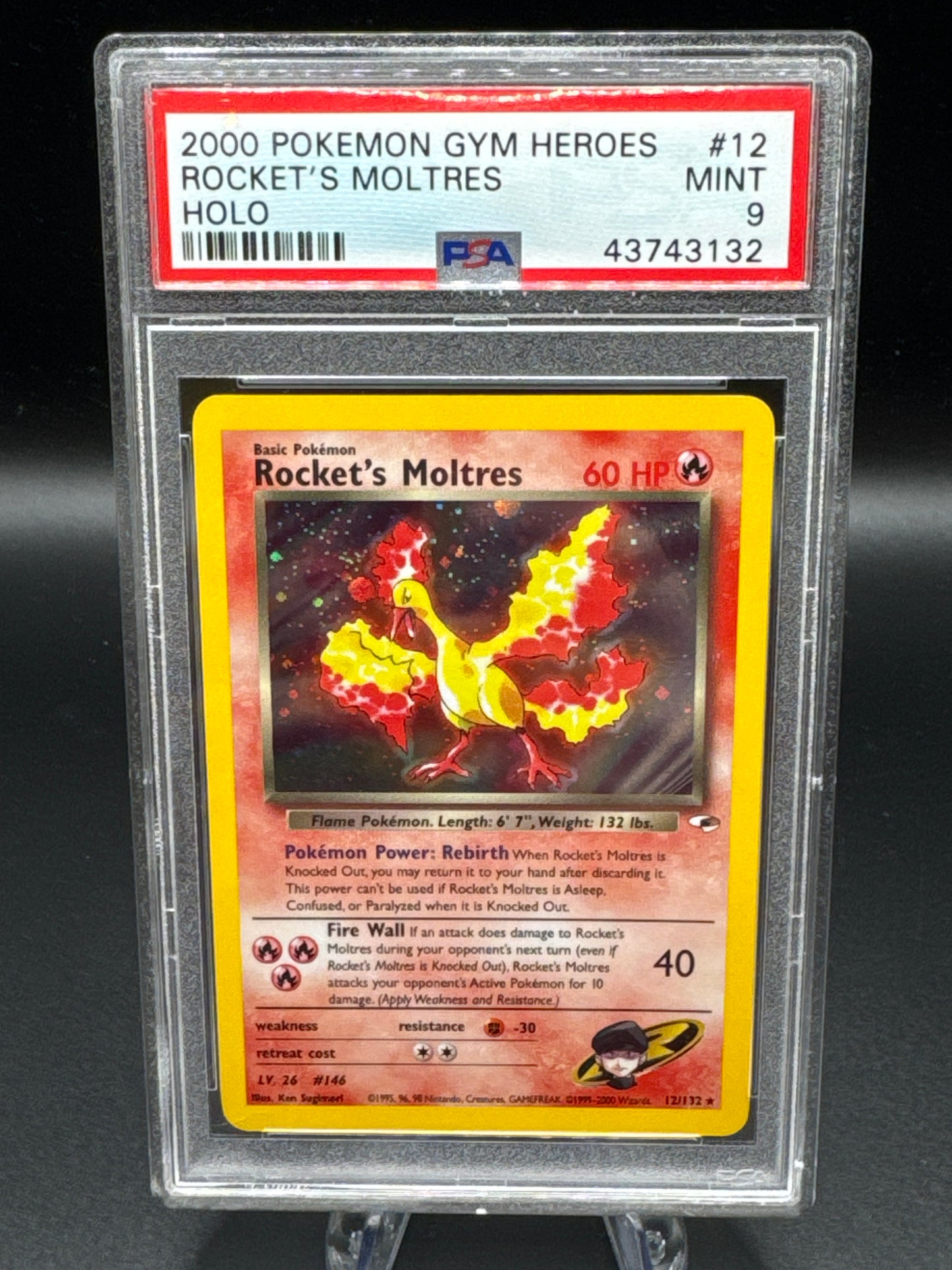 PSA 9 Pokémon TCG: 2000 Rocket's Moltres 12/132 Gym Heroes