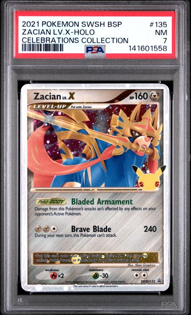 PSA 7 Pokémon TCG: 2021 Zacian Lv. X - SWSH135 - SWSH: Celebrations Promo