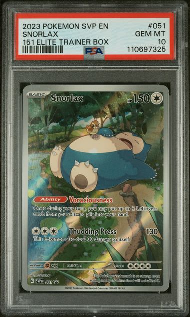 PSA 10 Pokémon TCG: 2023 Snorlax 051 SV: 151 Black star promo