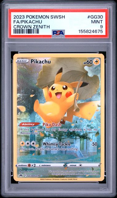 PSA 9 Pokémon TCG: 2023 Pikachu - GG30/GG70 - SS: Crown Zenith