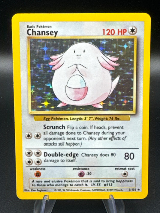 Pokémon TCG: 1999 Chansey 3/102 Base Set Unlimited Holo