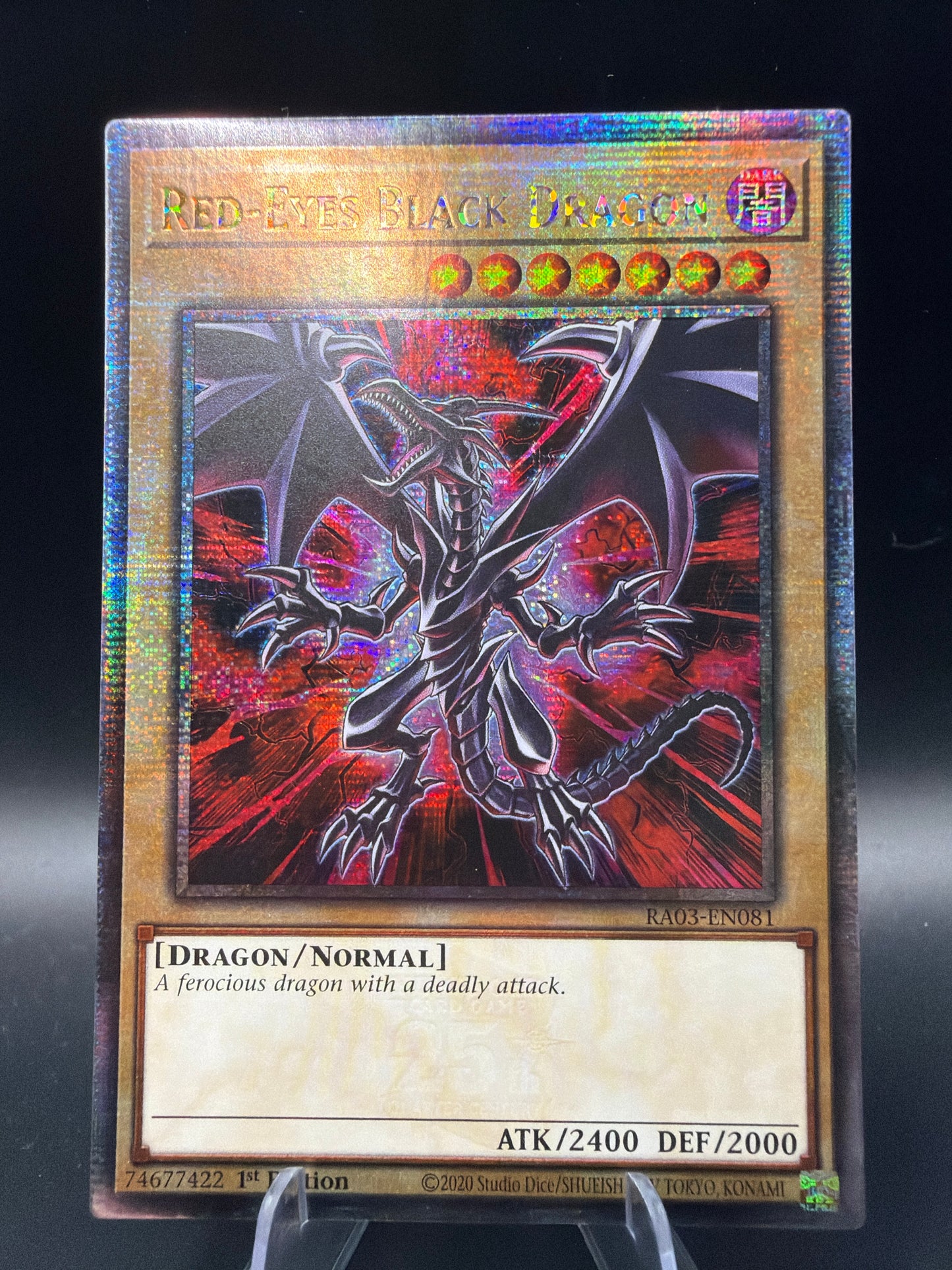 Yu-Gi-Oh! TCG: 1st Edition Red-Eyes Black Dragon (Quarter Century Secret Rare) - Quarter Century Bonanza (RA03)