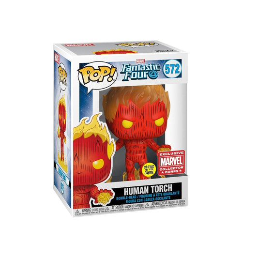 Funko PoP! Marvel: Human Torch 572 (Glow in The Dark)(Marvel Collector Corps Exclusive)