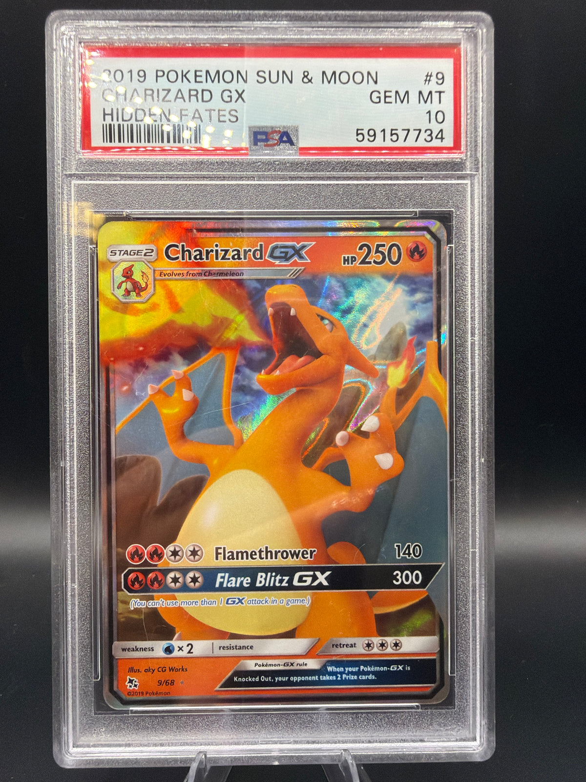 PSA 10 Pokémon TCG: 2019 Charizard GX 9/68 SM: Hidden Fates