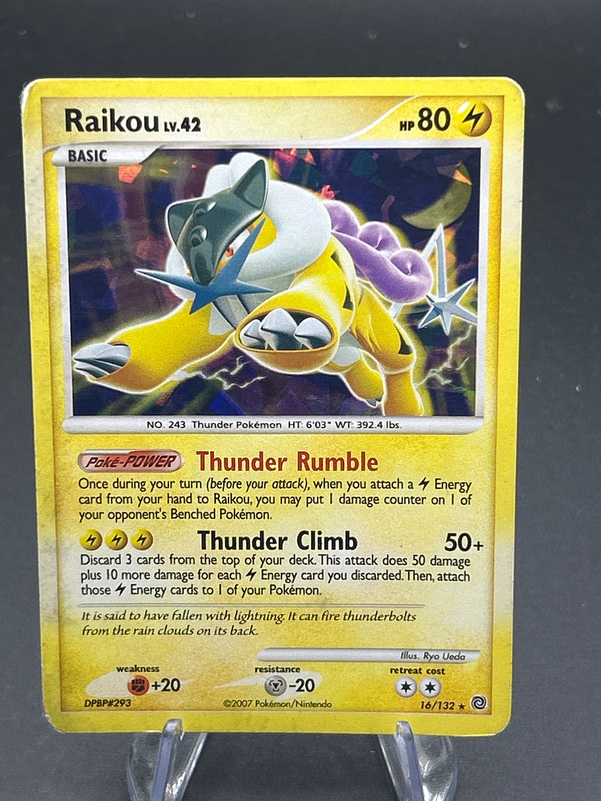 Pokémon TCG: 2007 Raikou Lv.42 16/132 Secret Wonders (Cracked Ice Holo) - DMG