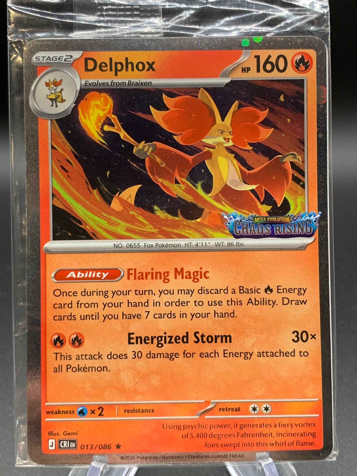 Pokémon TCG: 2026 Delphox - 013/086 - CR: Chaos Rising Sealed Stamp Promo
