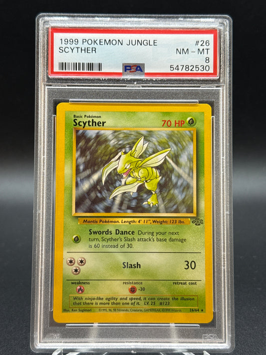 PSA 8 Pokémon TCG: 1999 Scyther 26/64 Jungle