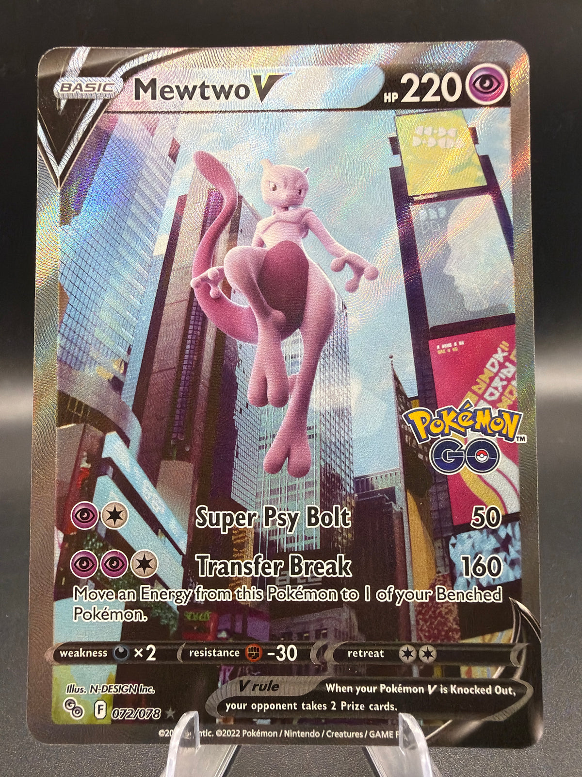 Pokémon TCG: 2022 Mewtwo V 072/078 SWSH: Pokémon Go