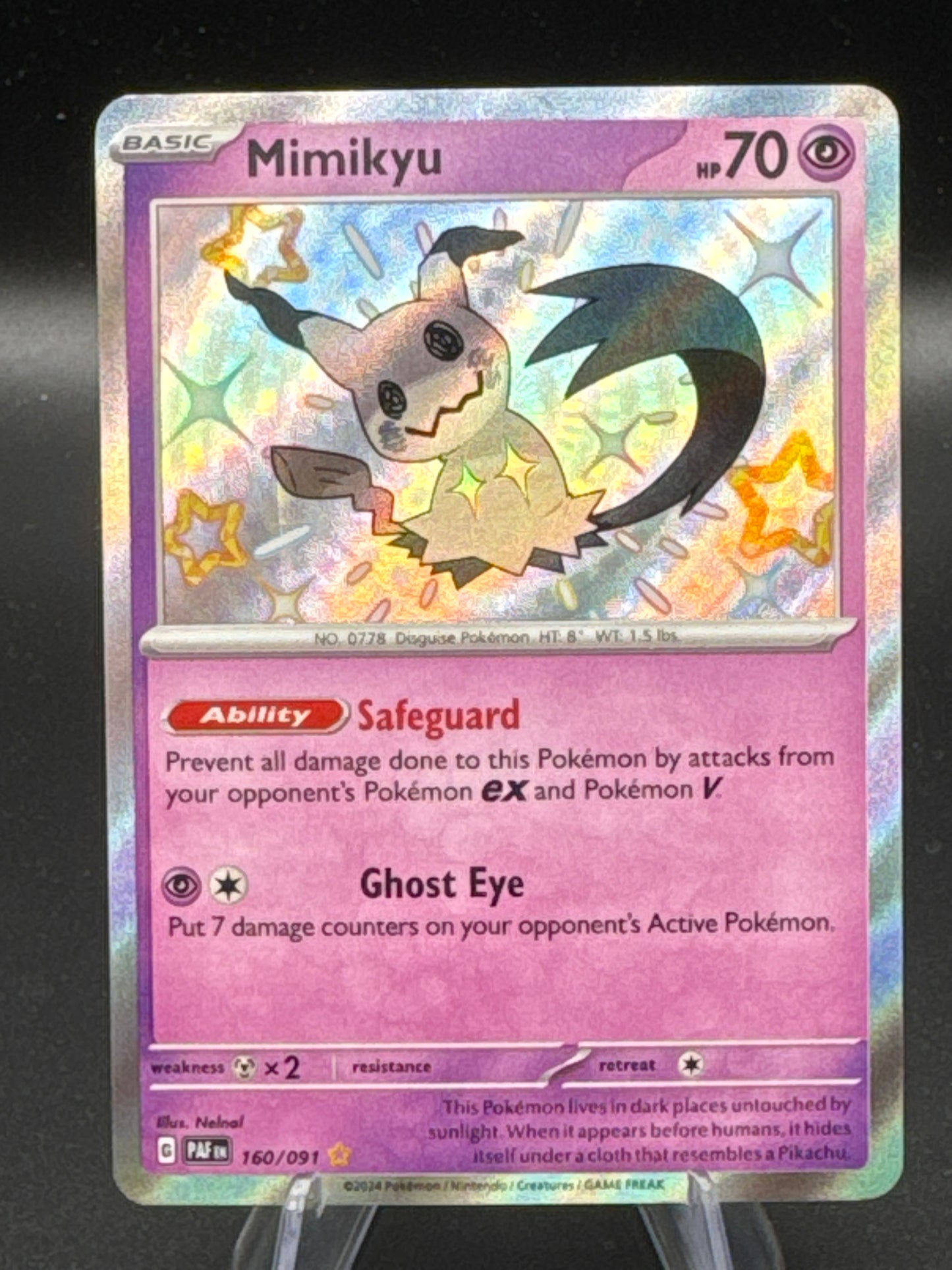 Pokémon TCG: 2024 Mimikyu 160/091 SV: Paldean Fates Baby Shiny