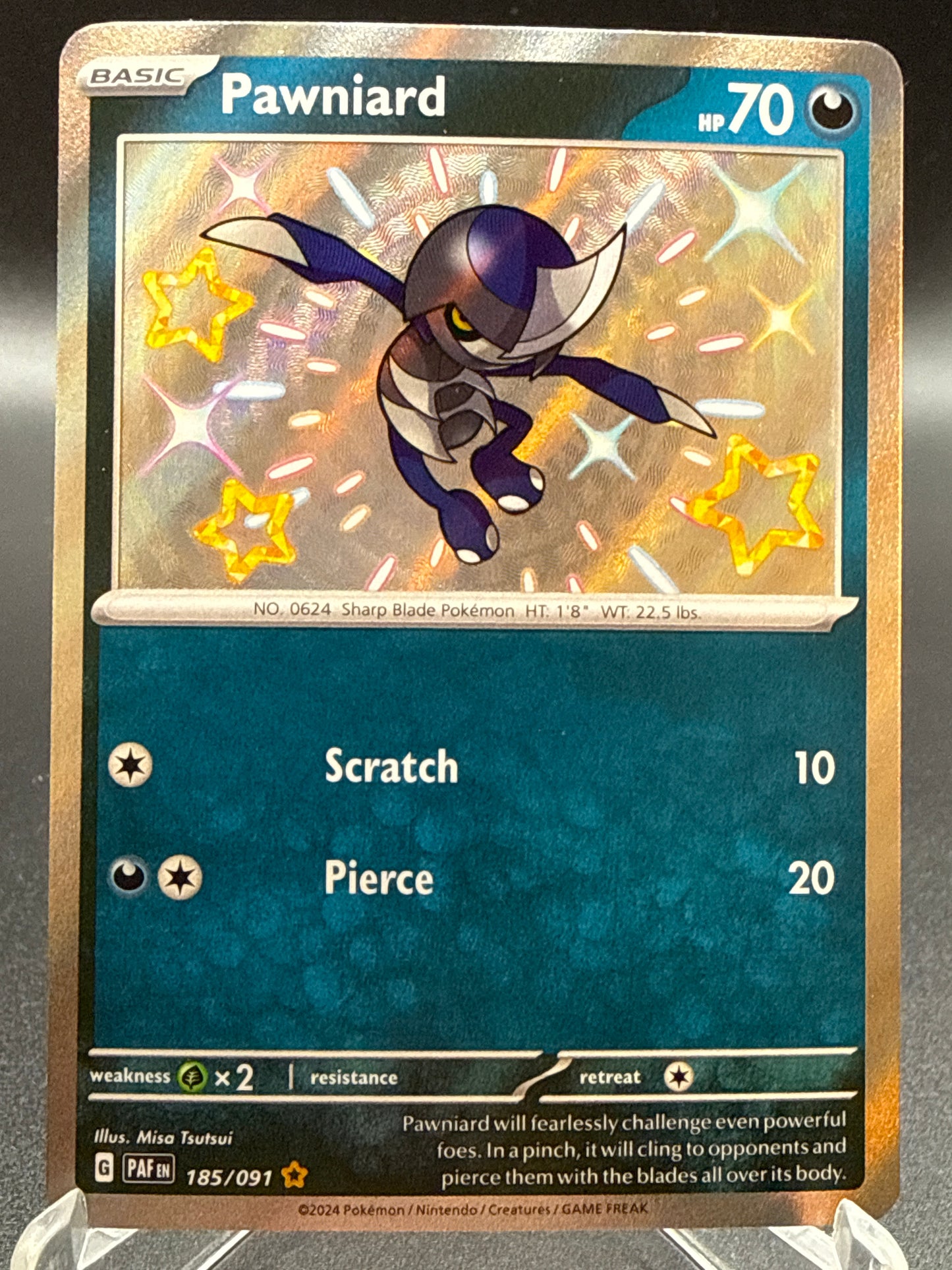 Pokémon TCG: 2024 Pawniard 185/091 S&V Paldean Fates Baby Shiny
