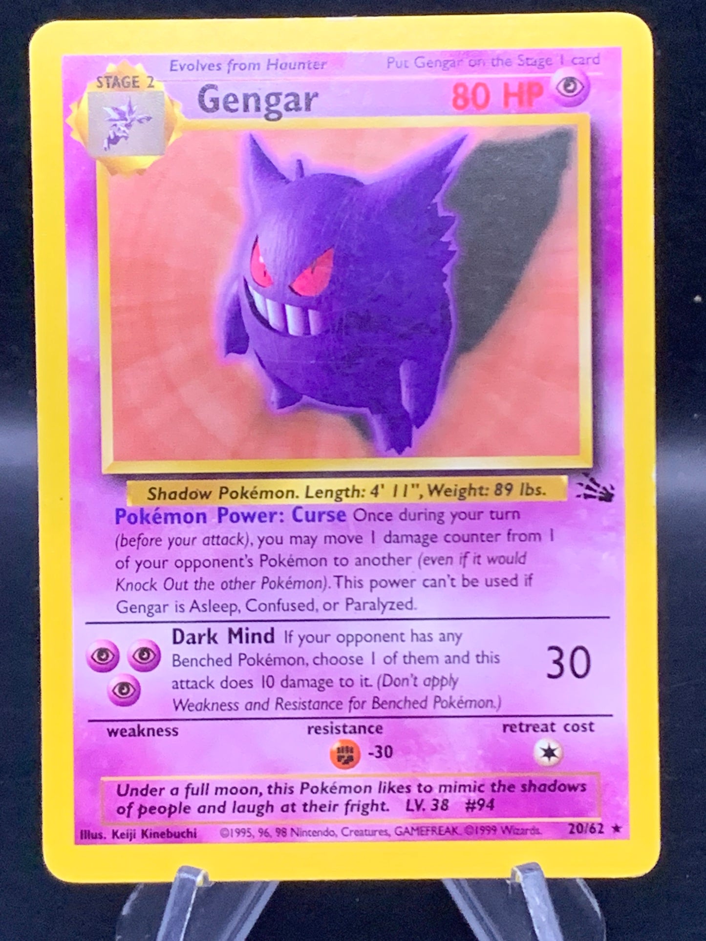 Pokémon TCG: 1999 Gengar 20/62 Fossil Unlimited Non-Holo