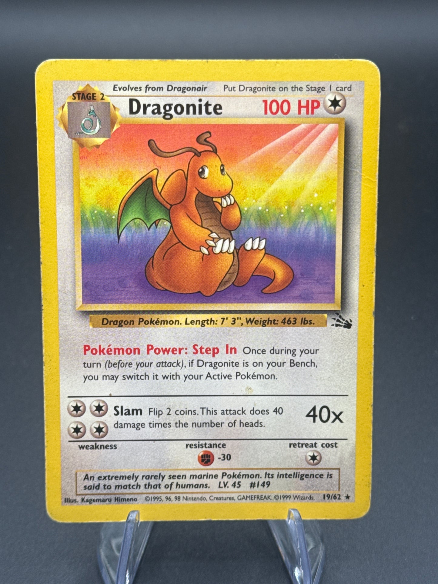 Pokémon TCG: 1999 Dragonite 19/62 Fossil (Damage)