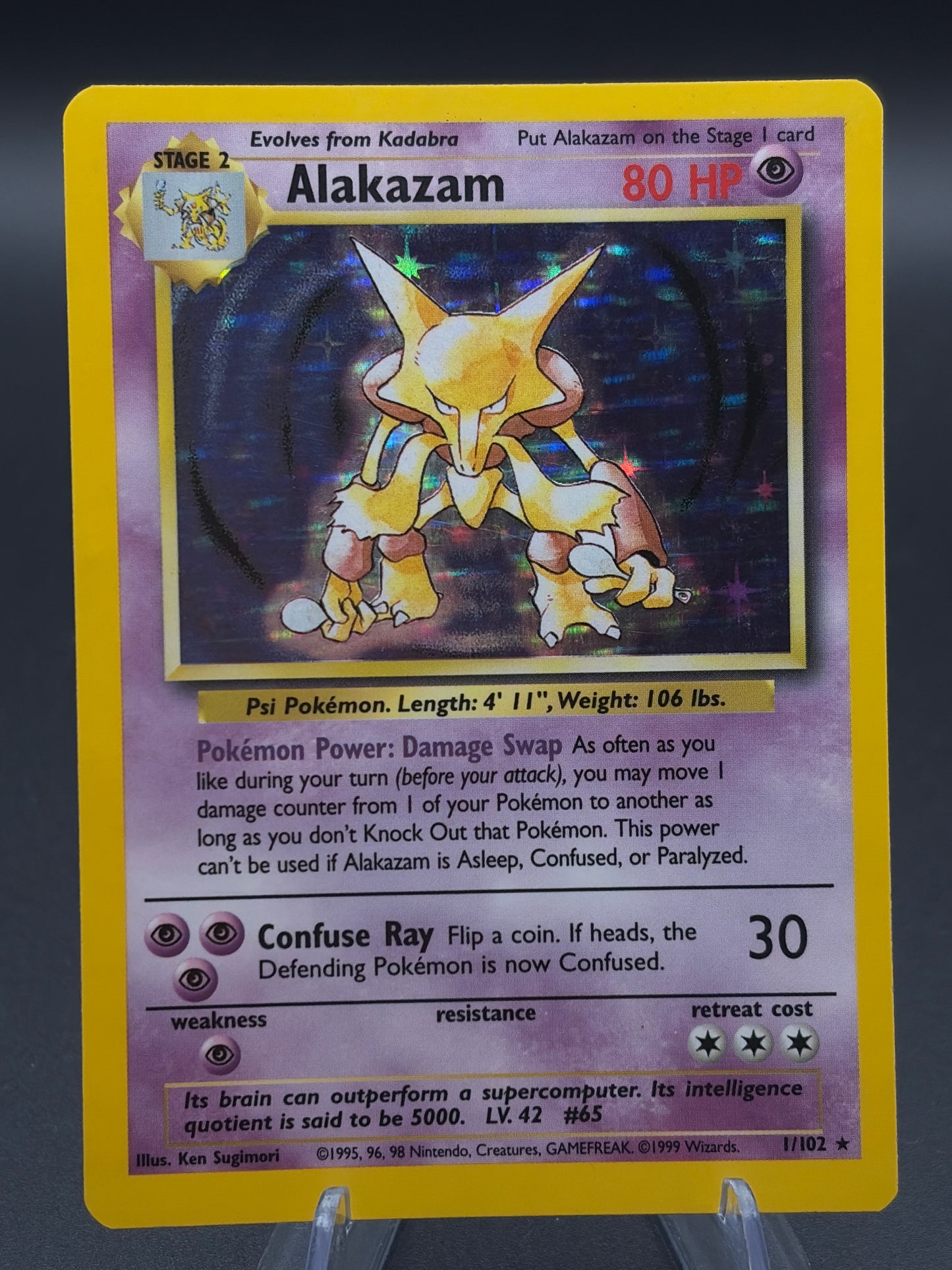 Pokémon TCG: 1999 Alakazam 1/102 Base Set Holo