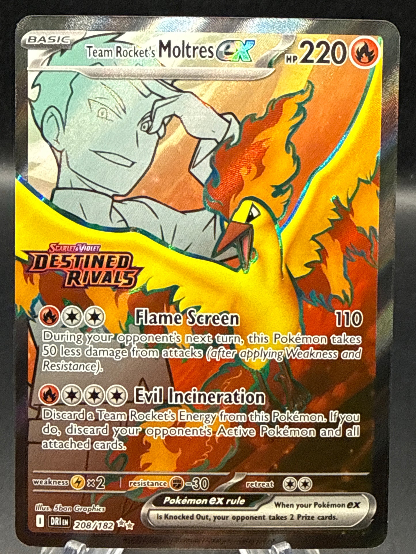 Pokémon TCG: 2025 Team Rocket's Moltres ex - 208/182 - SV: Destined Rivals Stamp