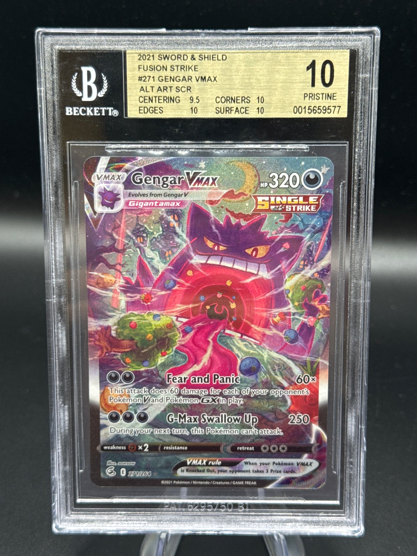 BGS 10 Pokémon TCG: 2021 Gengar Vmax 271/264 Fusion Strike Alt Art