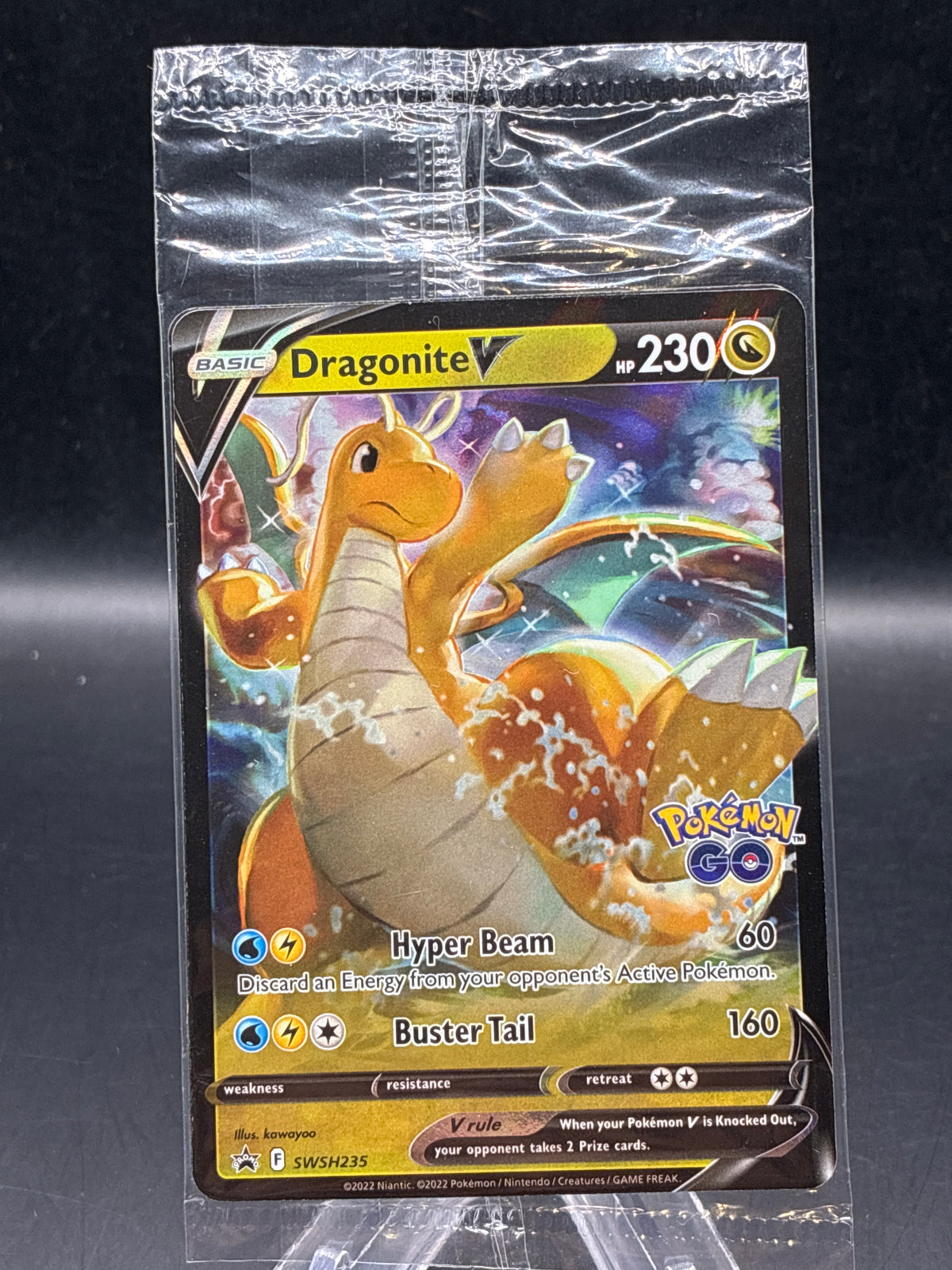 Pokémon TCG: 2021 Dragonite V - SWSH235 - Sword & Shield Sealed Promo Pokémon GO Stamp