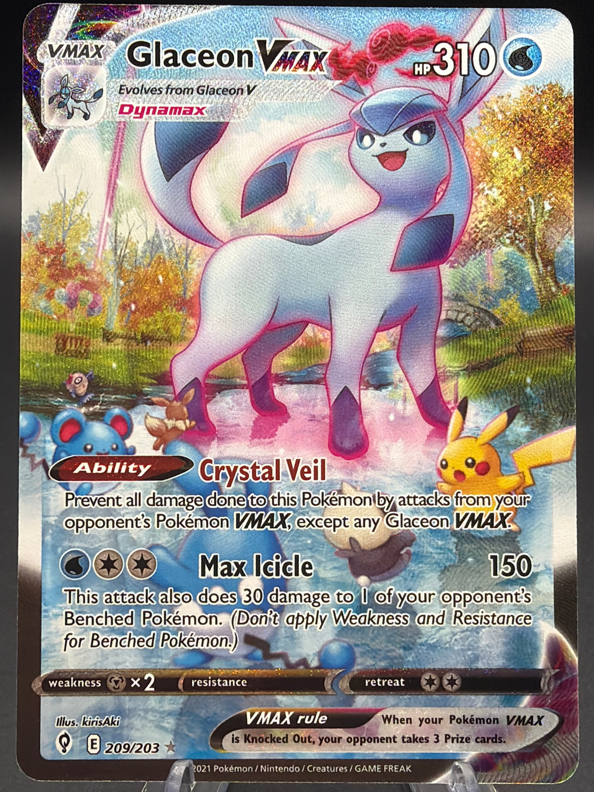 Pokémon TCG: 2021 Glaceon Vmax 209/203 SW&SH: Evolving Skies Alt Art