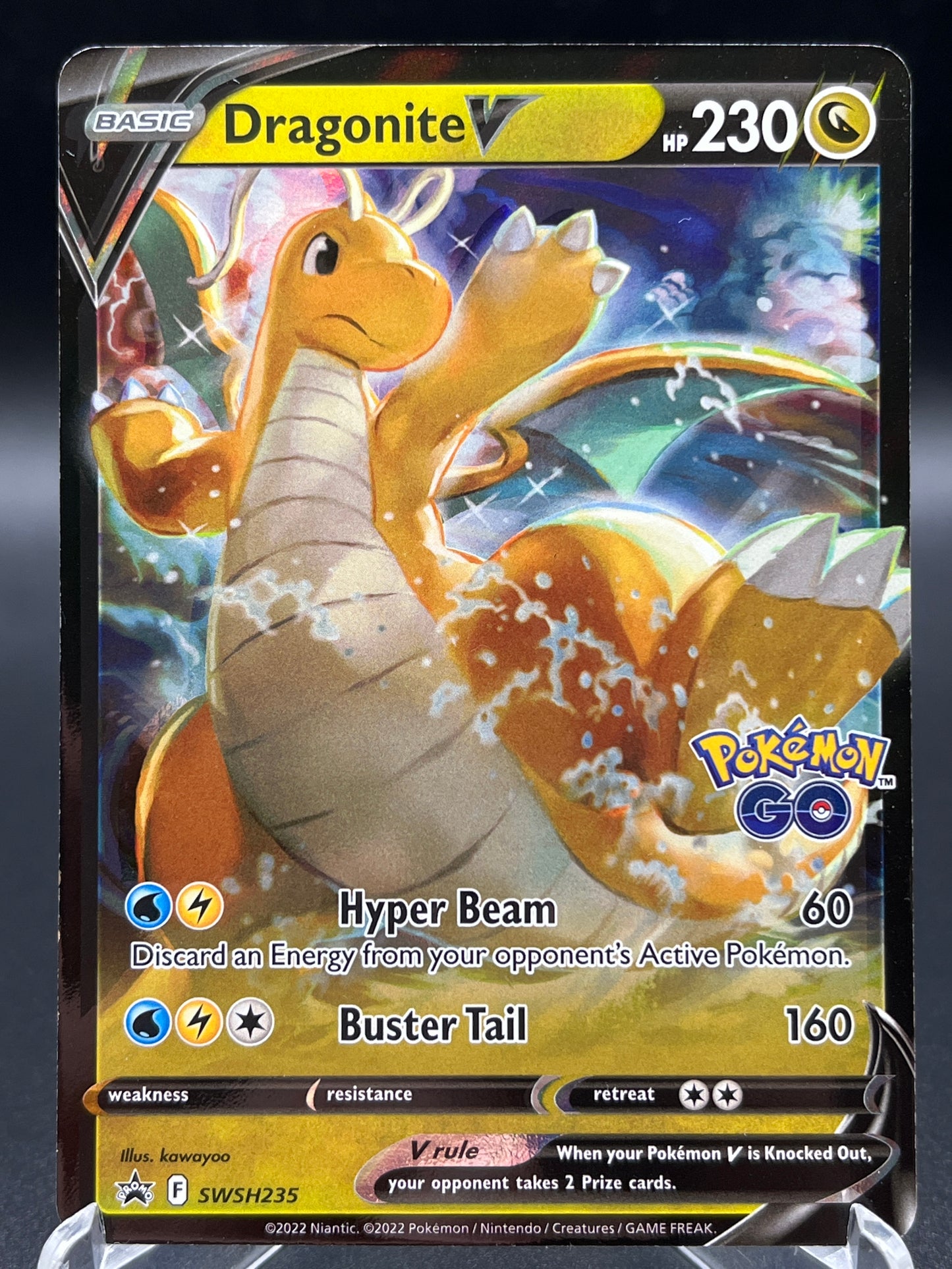 Pokémon TCG: 2021 Dragonite V - SWSH235 - Sword & Shield Promo Pokémon GO Stamp