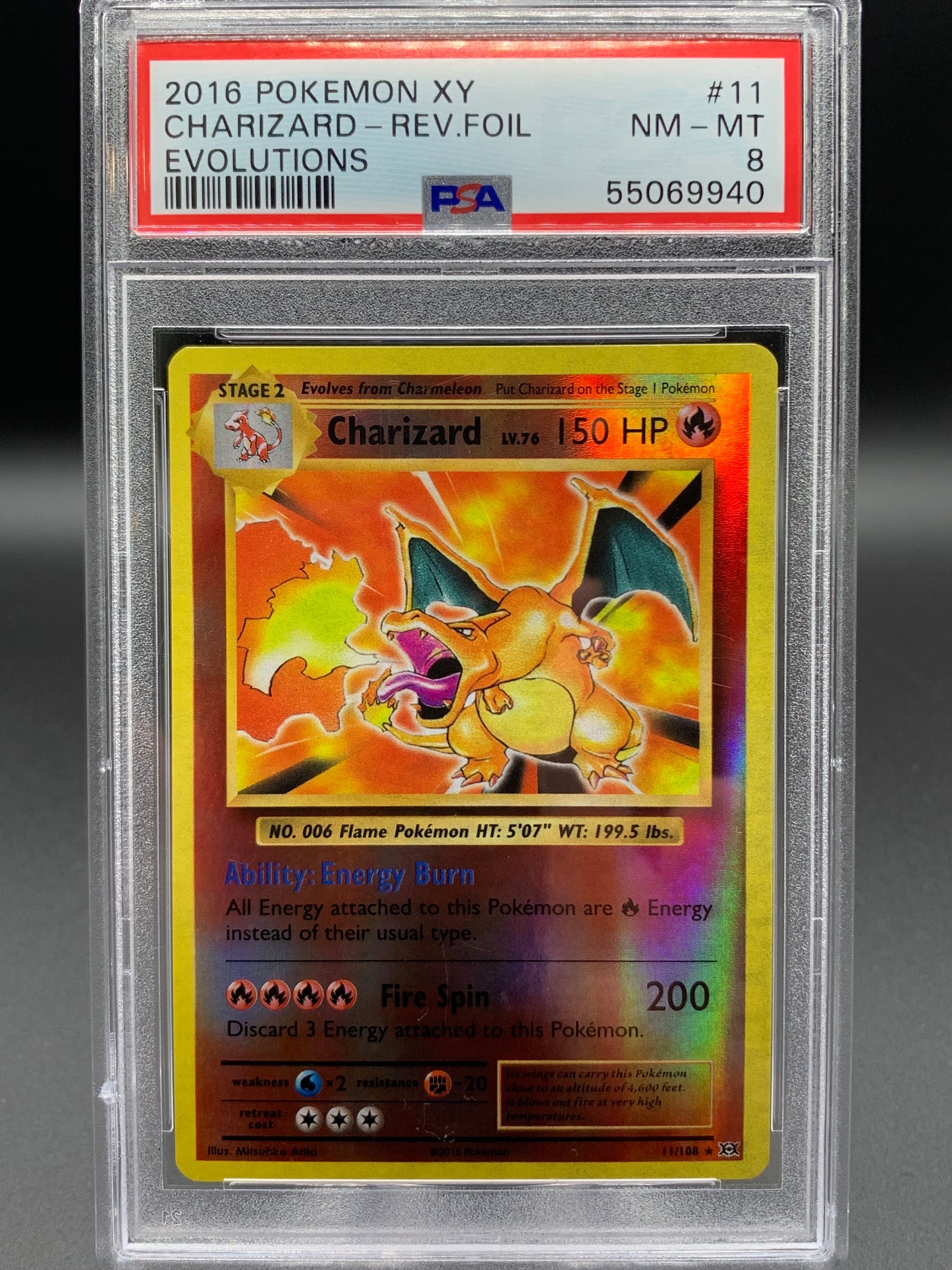 PSA 8 Pokemon TCG: 2016 Charizard - 11/108 -  Evolution Reversed Holo