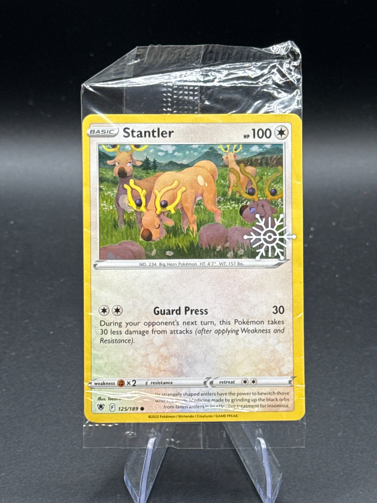 Pokémon TCG: 2022 Stantler 125/189 Cosmos Holo Swirl Sealed Stamped Holiday Promo