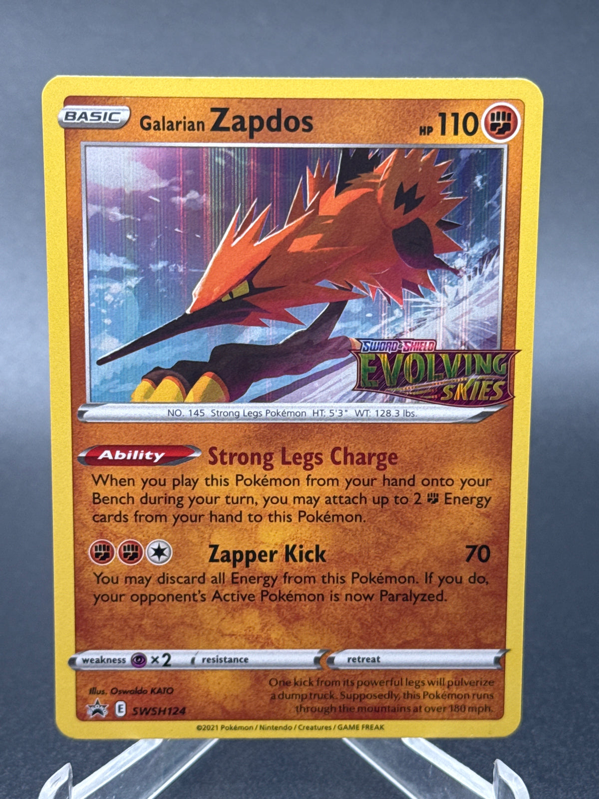 Pokémon TCG: 2021 Galarian Zapdos SWSH124 SWSH: Evolving Skies Prerelease Promo