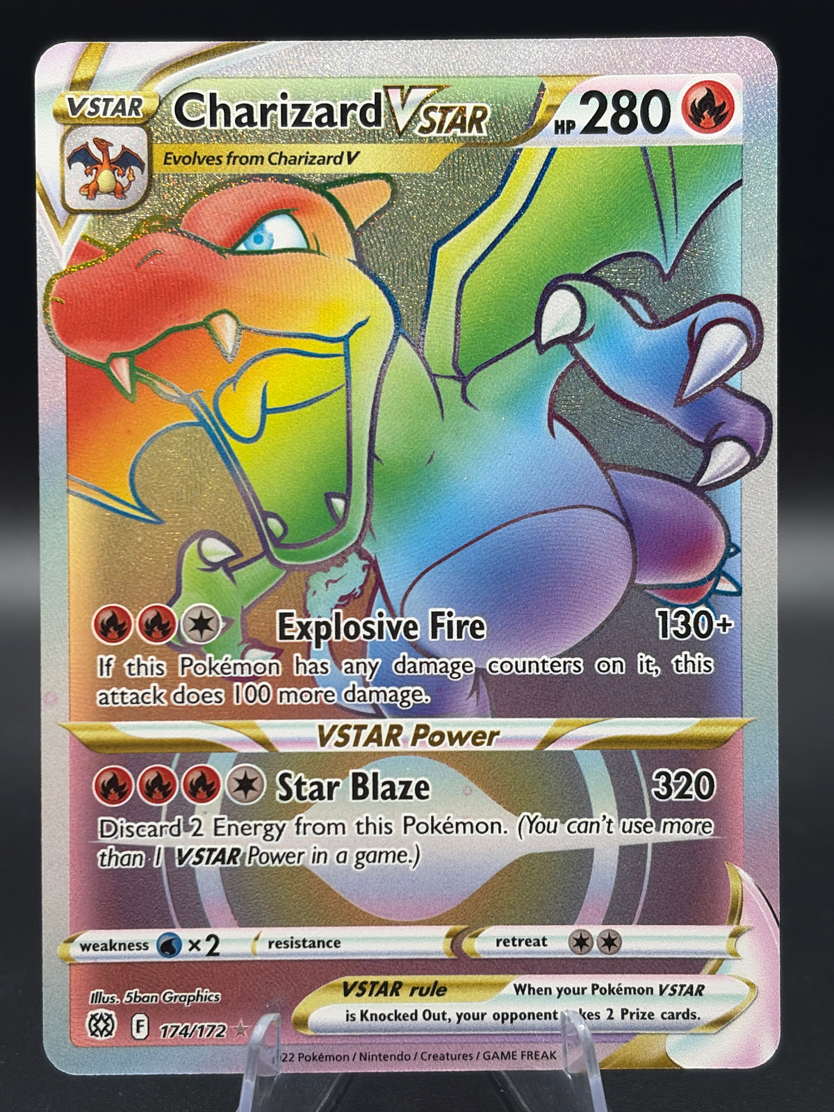 Pokémon TCG: 2022 Charizard VSTAR - 174/172 - SWSH09: Brilliant Stars Rainbow