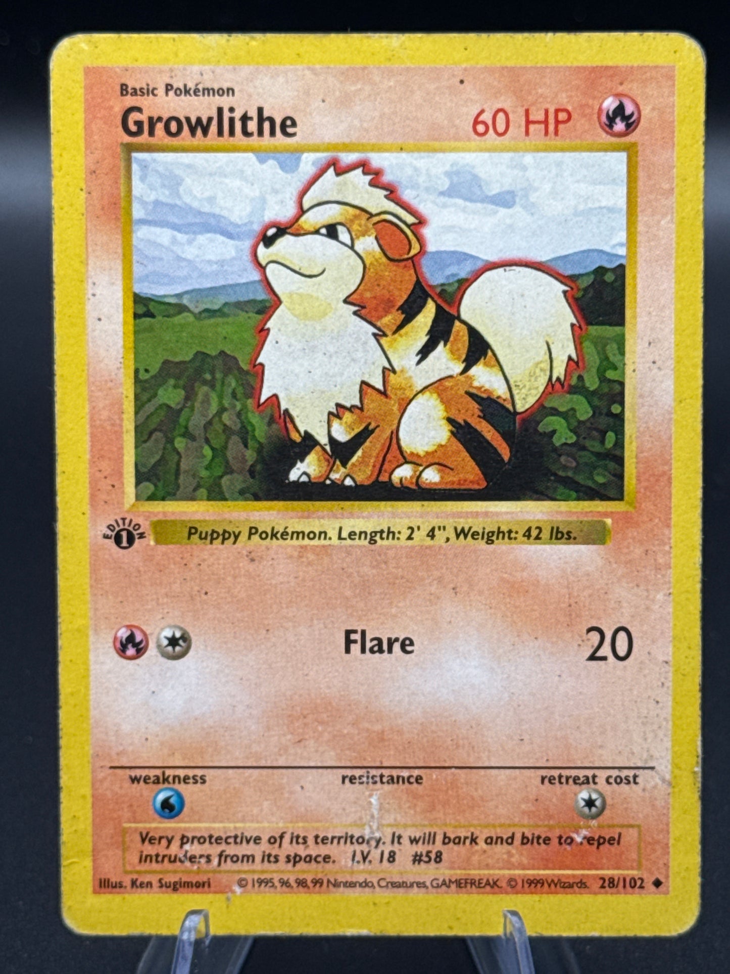 Pokemon TCG - 1st Edition Growlithe - Base Set Shadowless - 28/102