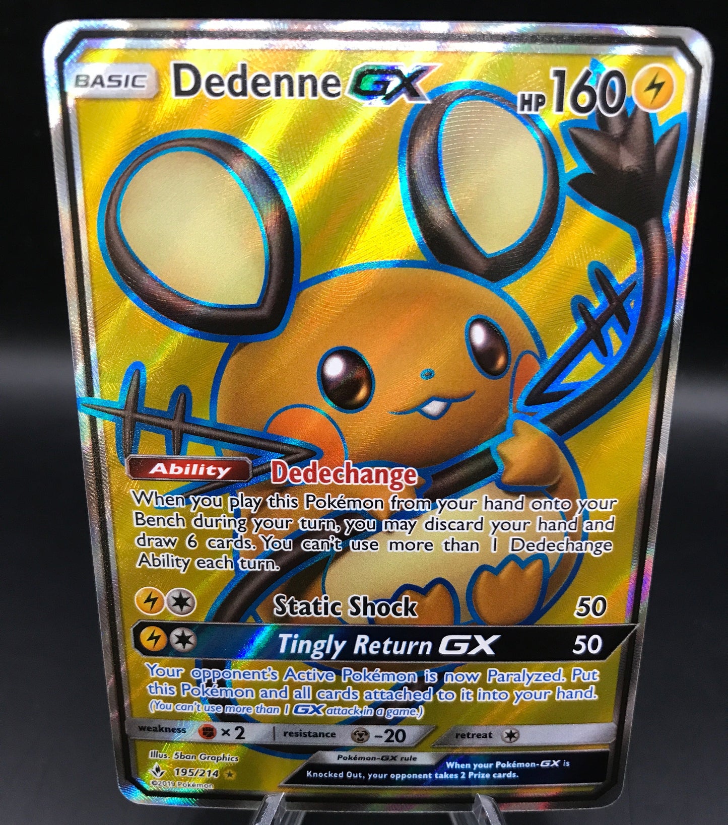 Pokémon TCG: 2019 Dedenne GX 195/214 Unbroken Bonds Full Art