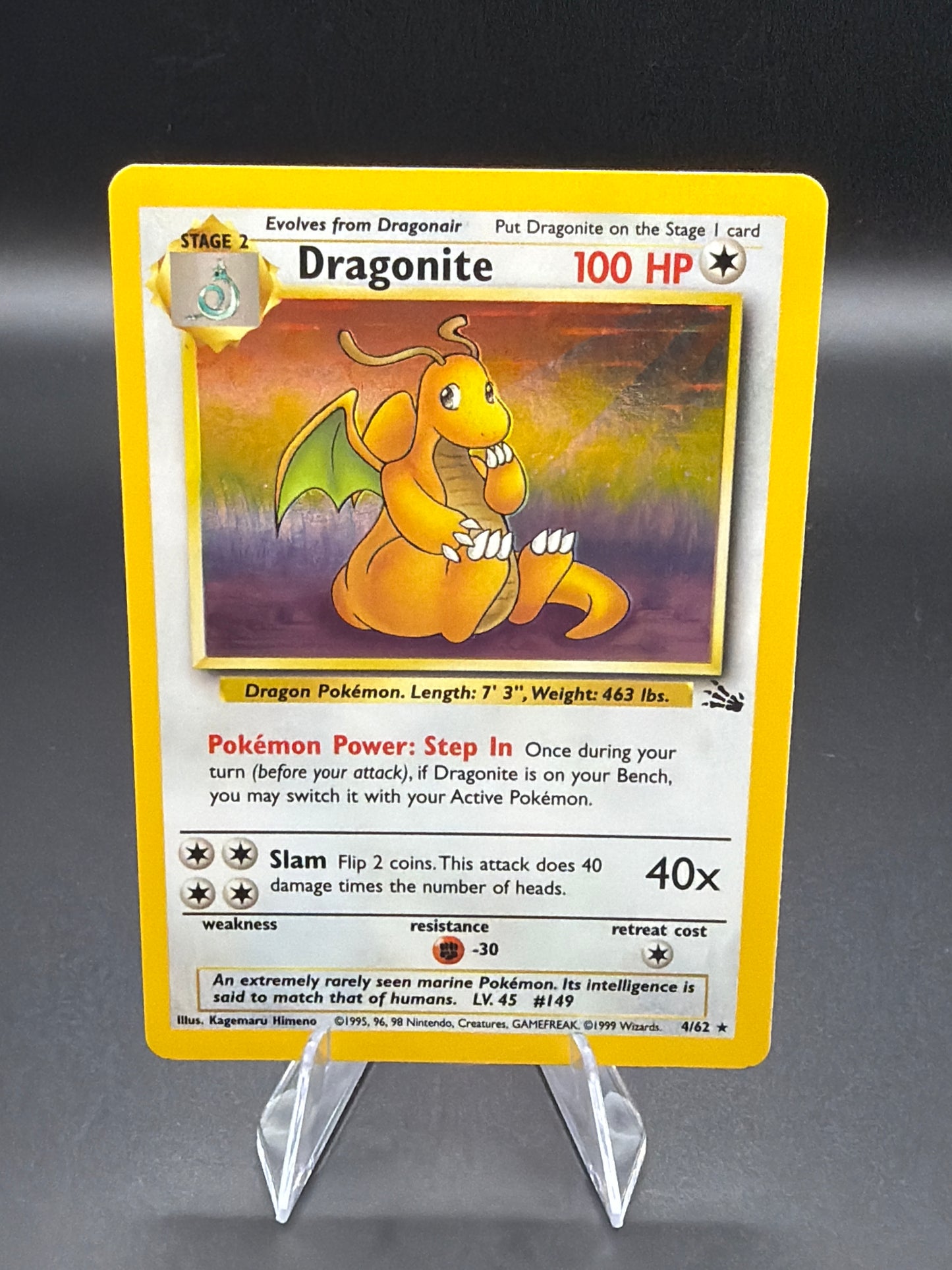 Pokémon TCG: 1999 Dragonite - 4/62 - Fossil Unlimited Holo