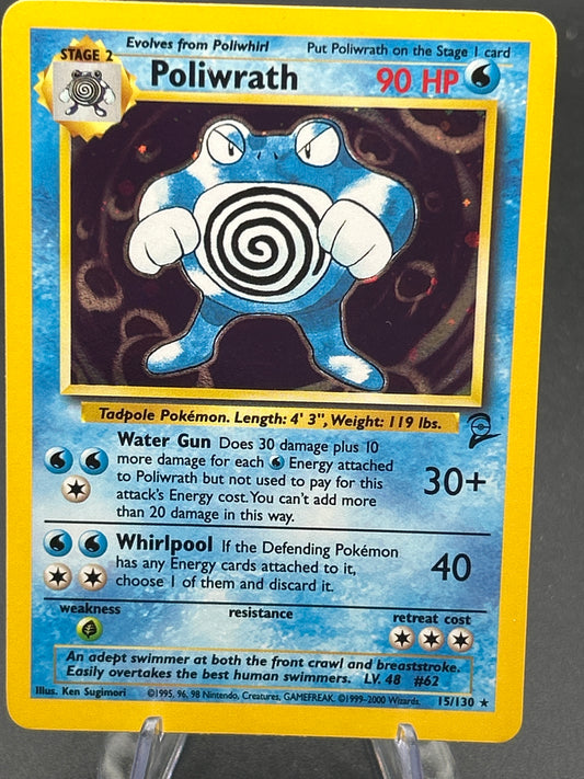 Pokémon TCG: 1999 Poliwrath - 15/130 - Base Set 2 Holo - DMG
