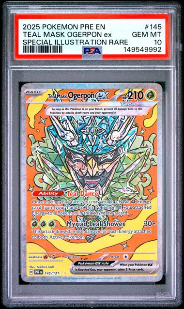 PSA 10 Pokémon TCG: 2025 Teal Mask Ogerpon ex 145/131 SV: Prismatic Evolutions
