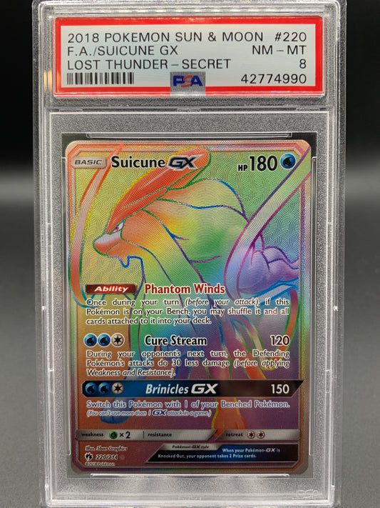PSA 8 Pokémon TCG: 2018 Suicune GX - 220/214 - SM:  Lost Thunder